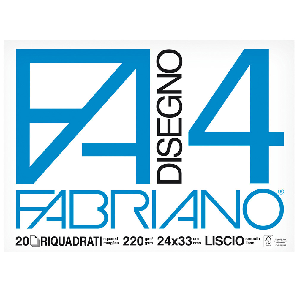 BLOCCO DISEGNO FABRIANO F4 LISCIO RIQUAD.24X33 220GR (CF.20FF)