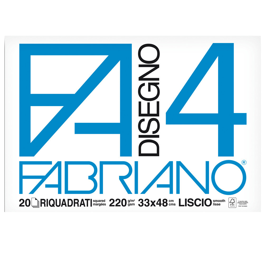 BLOCCO DISEGNO FABRIANO F4 LISCIO RIQUAD.33X48 220GR (CF.20FF)