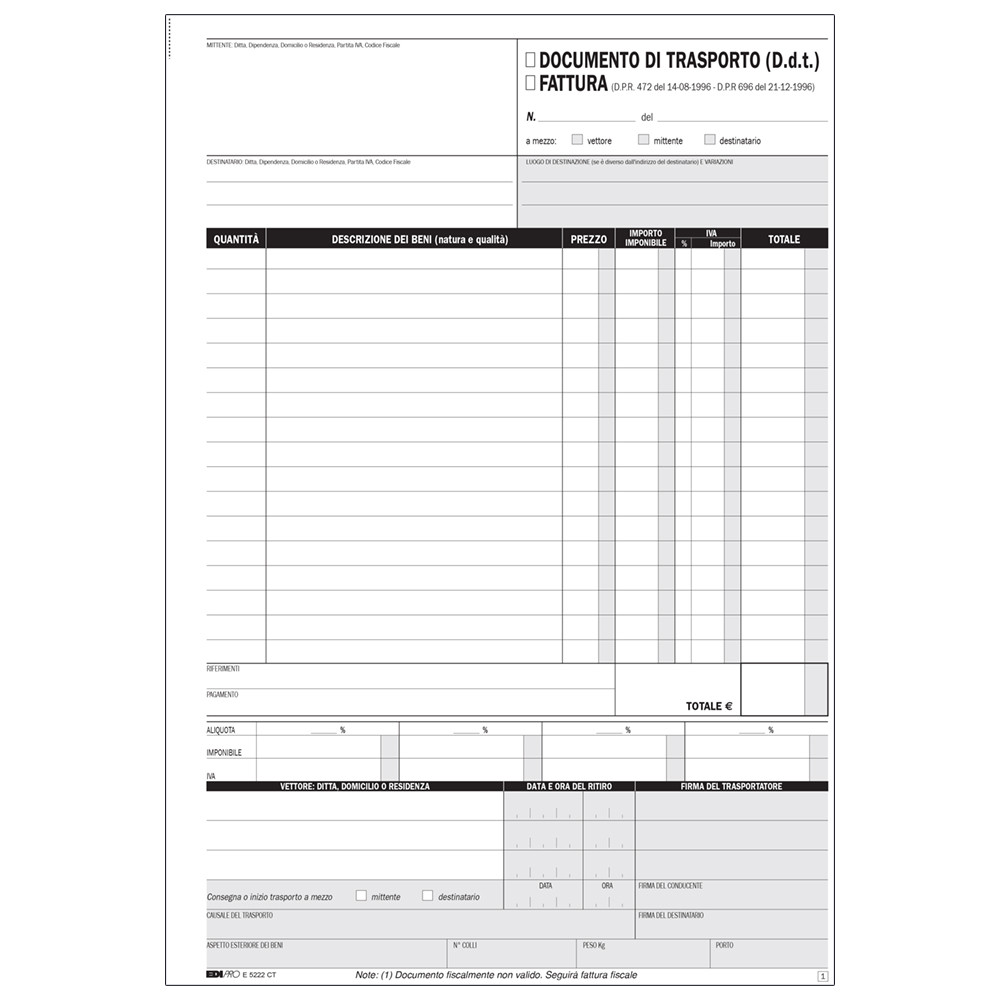 BLOCCO DDT/FATTURA A4 33FFX3CP H29,7X22CM E5222CT