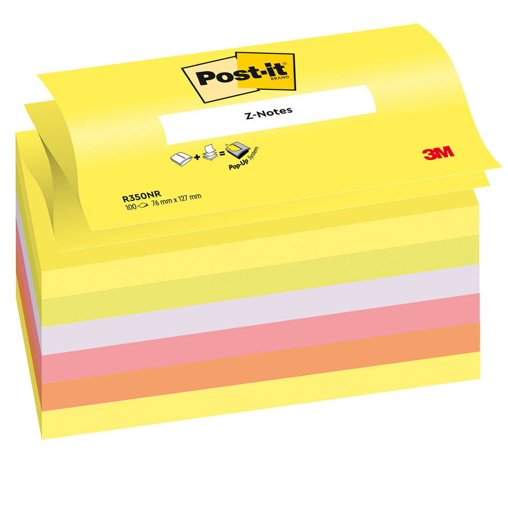 BLOCCO ADESIVO POST-IT 3M Z-NOTES 76X127MM 100FF R350NR