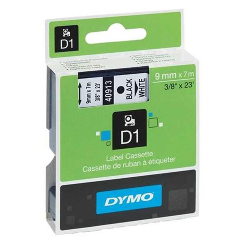 NASTRO ETICH.DYMO D1 MM09X7MT CAR.NERO/F.DO BIANCO 409130