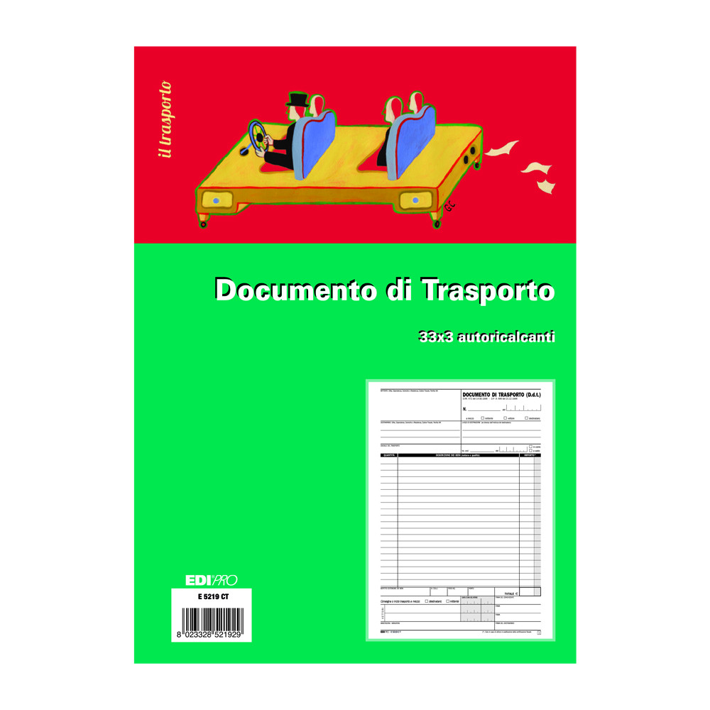 BLOCCO DOCUMENTO DI TRASPORTO A4 50FFx2CP H29,7X21CM