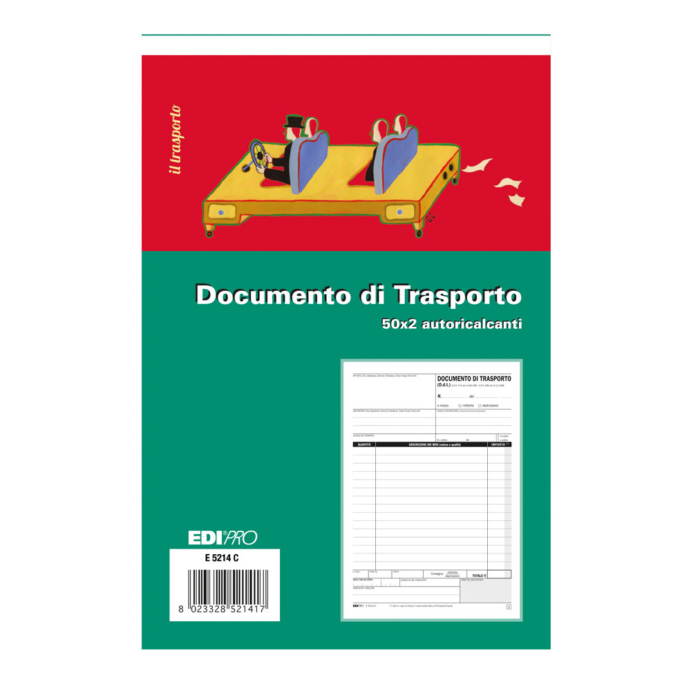 BLOCCO DOCUMENTO DI TRASPORTO A5 50FFx2CP H23X15CM E5214C