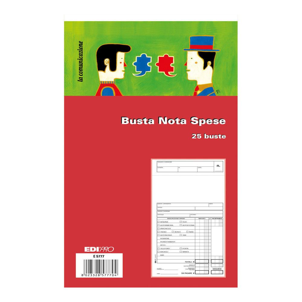 BLOCCO NOTA SPESE A BUSTA (CF.25PZ) H28X15CM