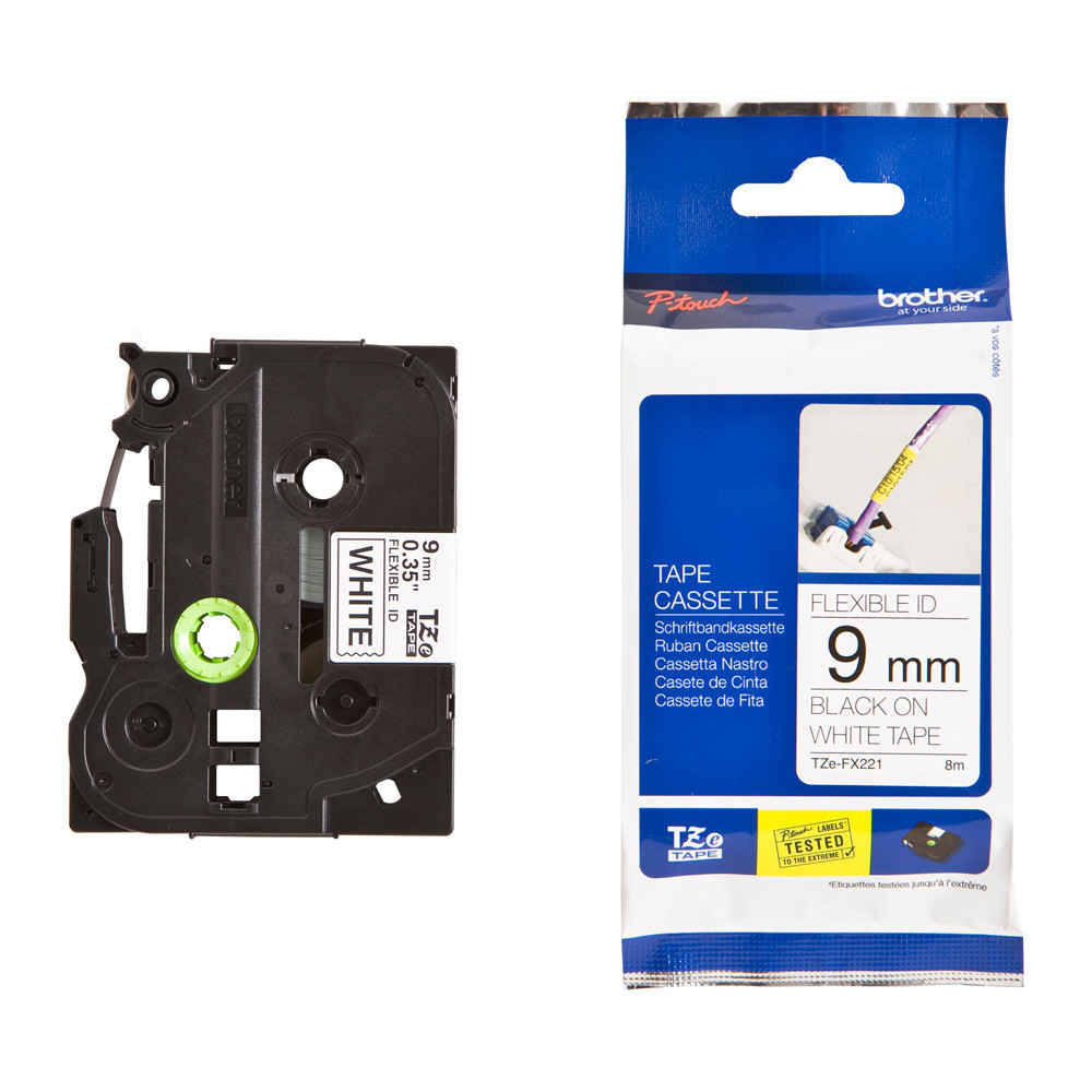 TZ-FX221 NASTRO BROTHER NERO SU BIANCO 9MMX8MT