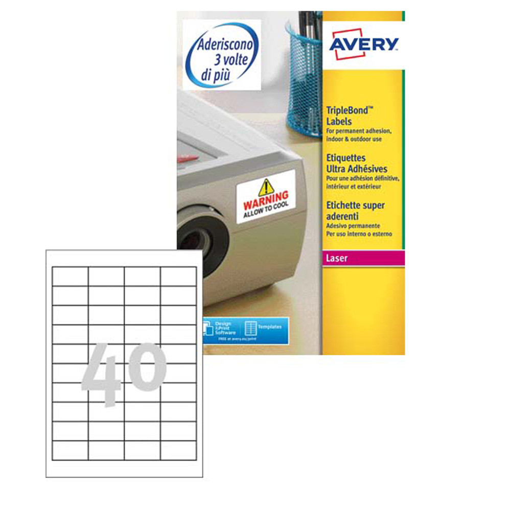 ETICHETTE AVERY 45,7X25,4MM (40ET.X20FF) SUPER ADE