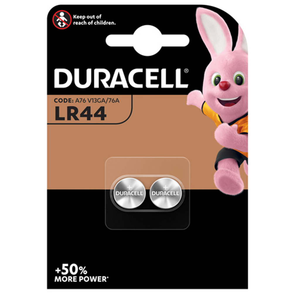 BATTERIA A BOTTONE DURACELL ALCALINA LR44 (CF.2PZ)