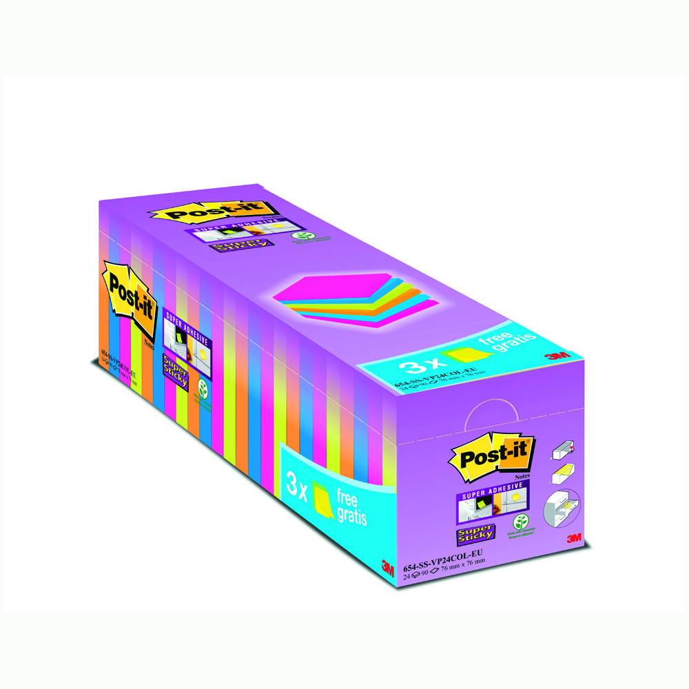 POST IT NOTES POST-IT® COLORATI NEON Colore Giallo Formato mm 76x76