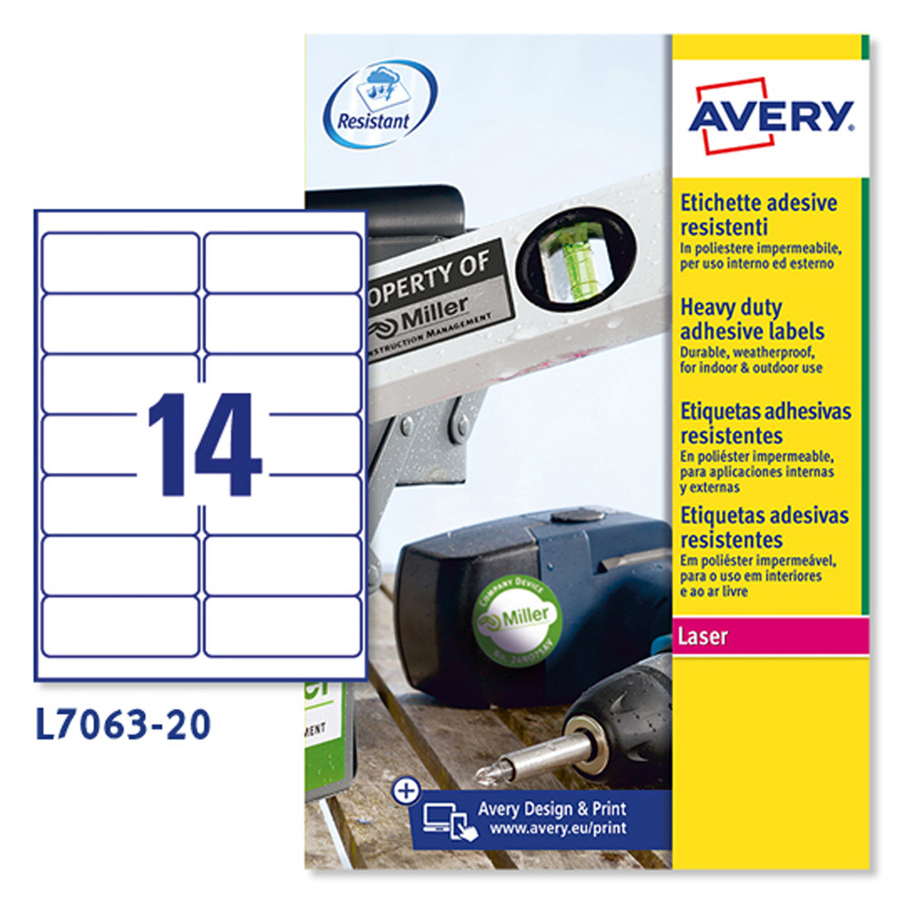 ETICHETTE POLIESTERE AVERY 99,1X38,1 (14ETX20FF)