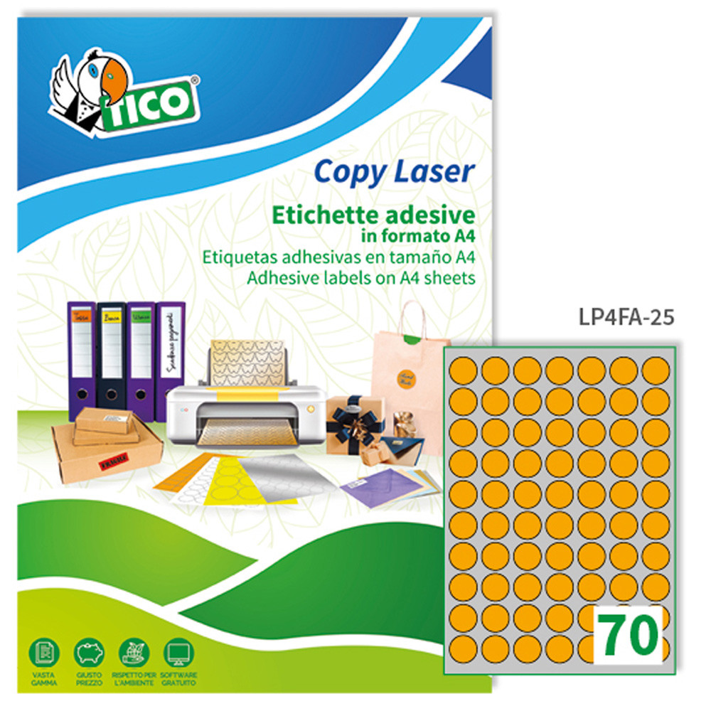 ETICHETTE TICO COPY LASER DIAM.25MM (70ET.X70FF)