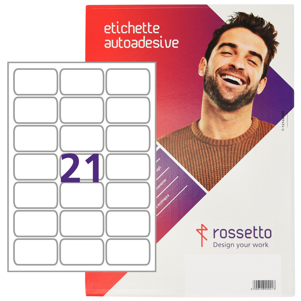 ETICHETTE ROSSETTO 63,5X38,1MM (21ET.X100FF) ANG/ARROT. PERMANENTI