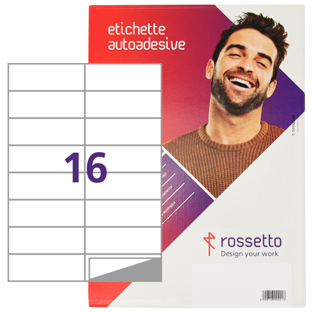 ETICHETTE ROSSETTO 105X37MM (16ET.X100FF) S/MARGINE PERMANENTI