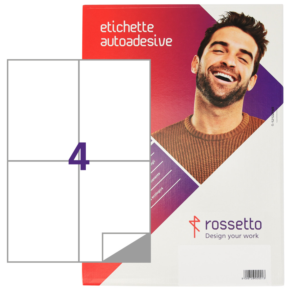 ETICHETTE ROSSETTO 105X148MM (4ET.X100FF) S/MARGINE PERMANENTI