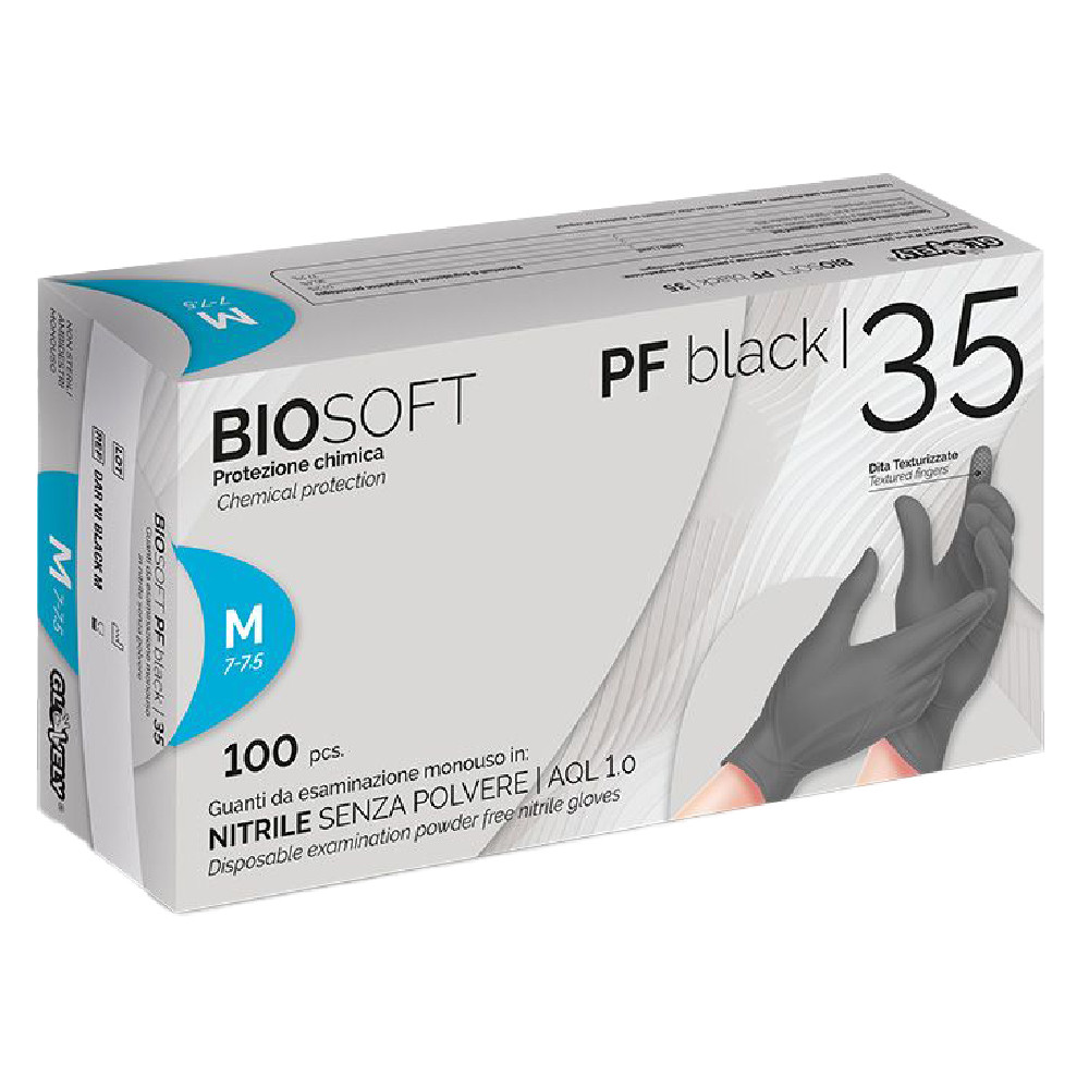 GUANTI MONOUSO RAYS BIOSOFT PF BLACK 35 (CF.100PZ)