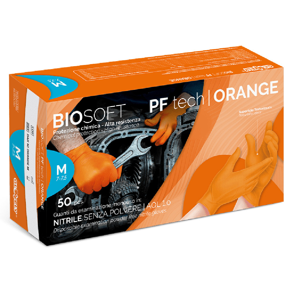 GUANTI MONOUSO RAYS BIOSOFT PF TECH ORANGE CF.50PZ